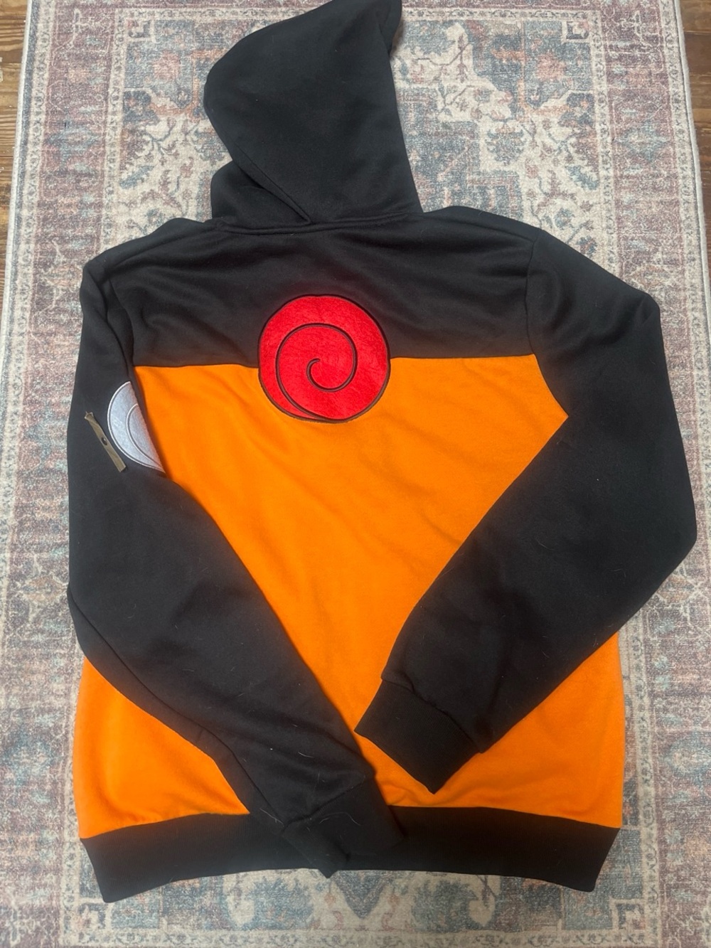 Naruto Men's Hooded Sweater with Red Spiral Patch